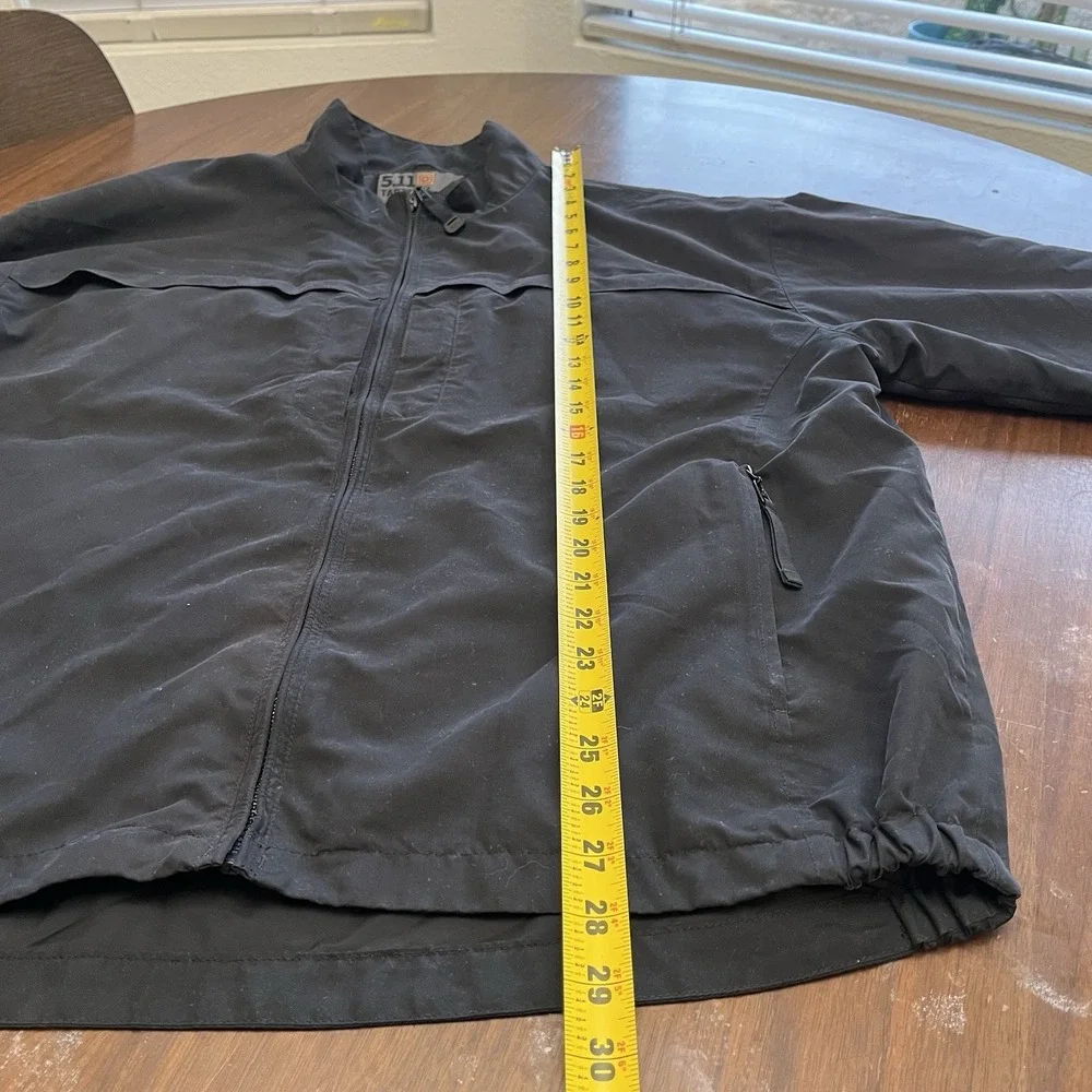5.11 Tactical Jacket Men Large Black Lined Packable Rain Wind Resistant Full Zip